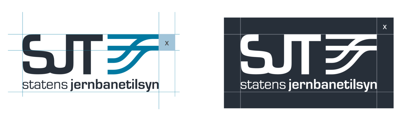 Positiv og negativ versjon av SJT logo.