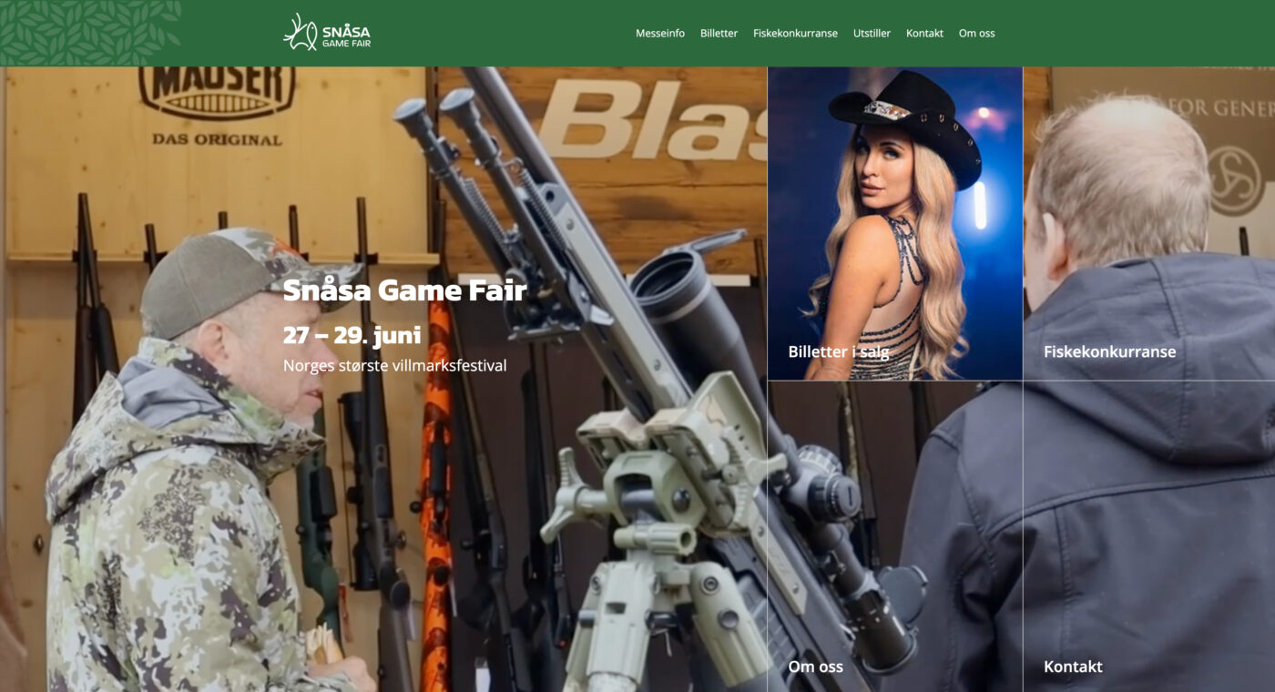 Skjermbilde fra nettstedets forside.